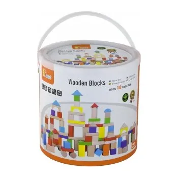 ostatní stavebnice Viga Dřevěné Stavebnice 100 dílků