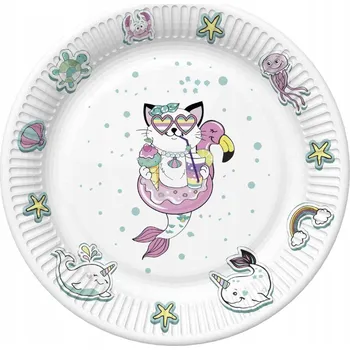 Talíř Talíře 22,7 cm '' Plameňák s kočkou '' /8 kusů