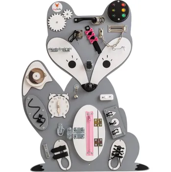 Dřevěná hračka Foxy Family Montessori activity board Woodland Liška Leonia Varianta: Se stojanem - samostatně stojící