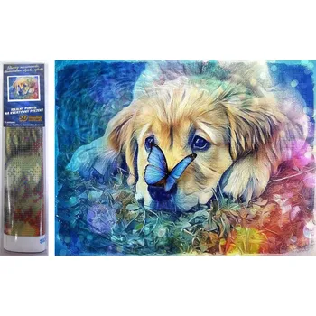 Diamantové malování Norimpex Pes s motýlem 30 × 40 cm