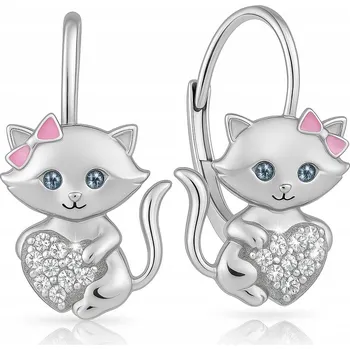 Náušnice STŘÍBRNÉ NÁUŠNICE PRO DÍVKU KOČIČKY STŘÍBRO O RYZOSTI 925