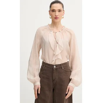 Dámská halenka Guess halenka s volánkem ženská MAELYS W6GH28.W1844 béžová 80X, vel. XS