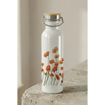 Láhev Lahev Bambus Happy Poppy