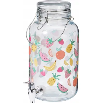Skleněný džbán s kohoutkem na limonádu s víkem na ovoce 3,8L 1 Ks