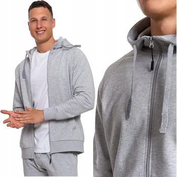 Pánská mikina PÁNSKÁ ROZEPÍNACÍ MIKINA S KAPUCÍ MORAJ S KAPSAMI ŠEDÁ XXL