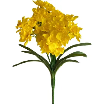 umělá květina Narcis trs 7 ks - žlutá