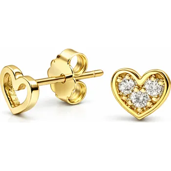 Náušnice Stříbrné náušnice pecky srdíčka Petals - Zlacení