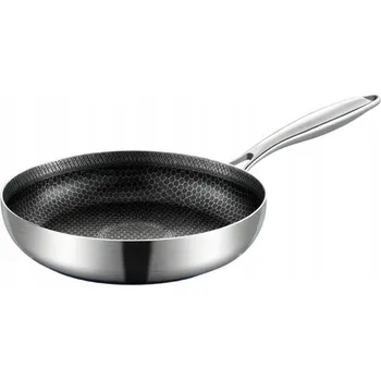 Pánev PÁNEV S NEPŘILNAVÝM POVRCHEM NEREZOVÁ OCEL SILNĚJŠÍ 28CM MEDOVÁ PLÁSTEV