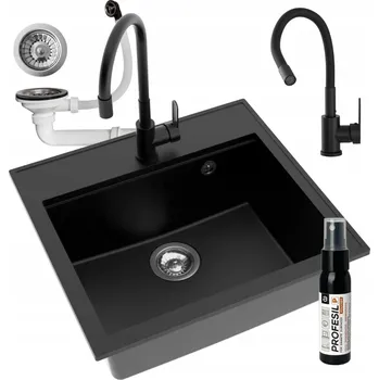 Granitový dřez Jednokomorový granitový dřez Milo Emporio černý