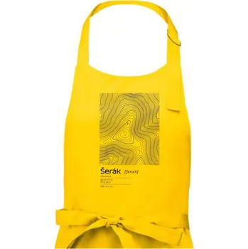 Kuchyňská zástěra Šerák - vrstevnice v obdélníku - Dámská zástěra na vaření - Univerzální velikost ( Žlutá )