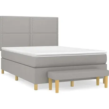 Postel Čalouněná postel VidaXL 140x200 cm bílá, odstíny šedé