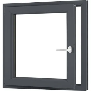 Okno SKLADOVÁ-OKNA.cz Jednokřídlé plastové okno sklepní 900x900 mm mm, antracit / bílé, dvojsklo, levé, OLIMPIA 60 AD Bílá dovnitř / Šedá antracit ven (struktura písek)
