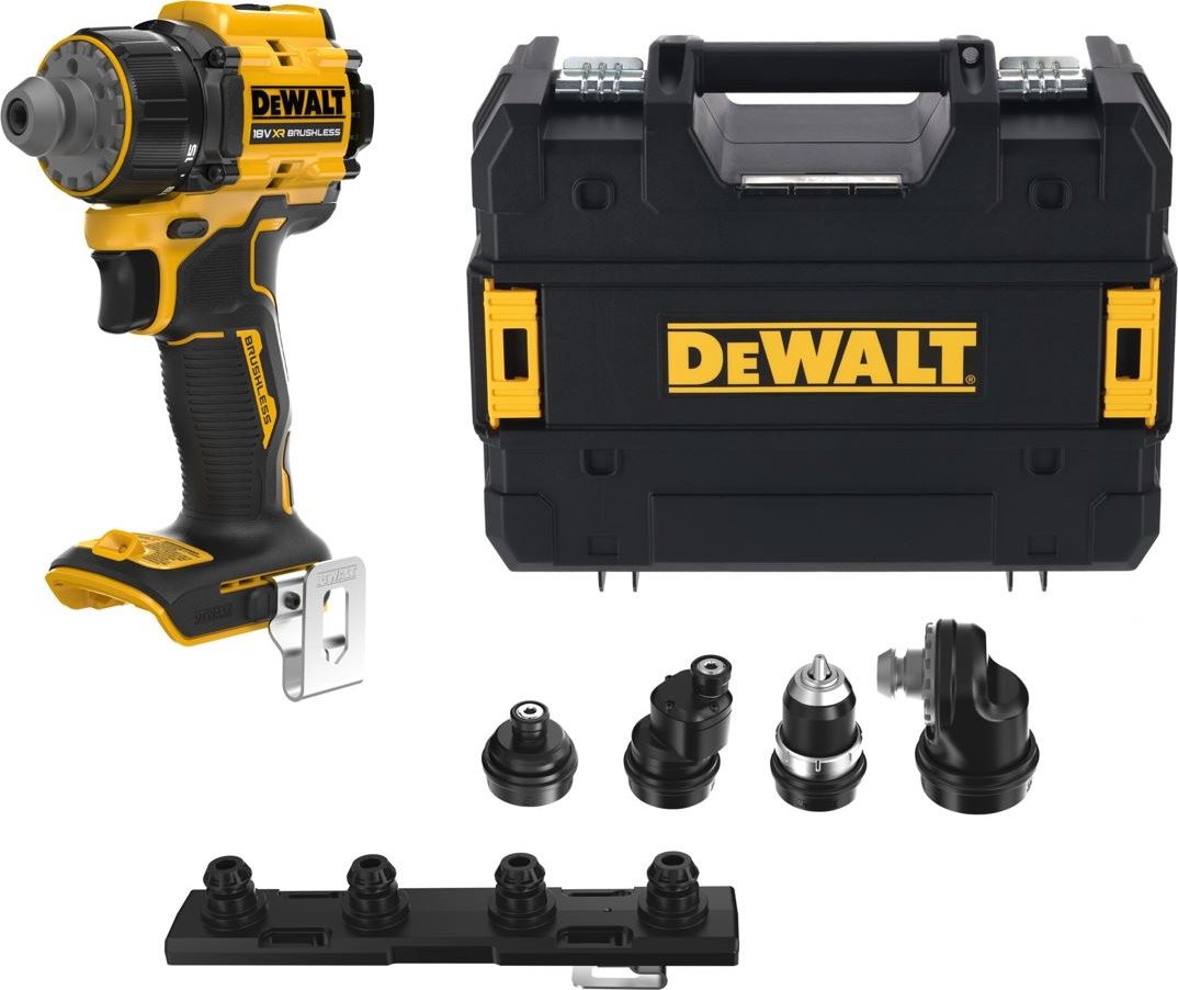 DCD803NT DEWALT 18 V AKU BEZUHLÍKOVÁ VÍCEHLAVOVÁ VRTAČKA, BEZ BATERIE A NABÍJEČKY, KUFR T-STAK