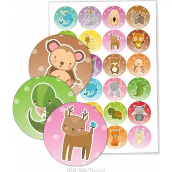 samolepka SAMOLEPKY DO ŠATNY/NA SKŘÍŇKY - ZVÍŘÁTKA S POZADÍM (24 ks, 40mm) - LearnHow