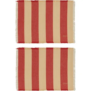 Talíř OYOY, Prostírání pod talíře Toppu, červeno-béžové, 2 ks - Formadore