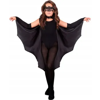 Karnevalový kostým KOSTÝM NETOPÝR S PLÁŠTĚM PRO DĚTI HALLOWEEN DOPLŇKY VELIKOST 140