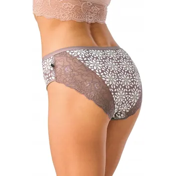 Kalhotky Bavlněné kalhotky kalhotky dámské s krajkou, barva mokka čokoláda, 2 kusy v balení Key, velikost M