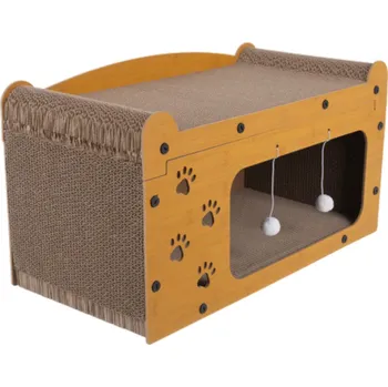 Pro kočku Purlov 27016 Škrabadlo pro kočky dvoupatrový dům 29 x 55 x 29 cm, hnědé