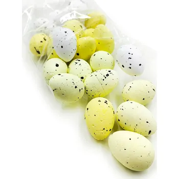 Velikonoční dekorace mech-mech.cz Křepelčí vejce 25 x 35 mm - Žlutobílá - 24 ks