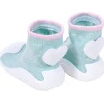 YO Ponožky s gumovou podrážkou - ponožkoboty dívčí - tyrkysové se srdcem, velikost: 22