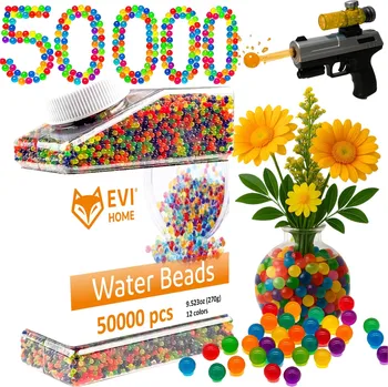 HYDROGELOVÉ KULIČKY VODNÍ NÁBOJE PRO PISTOLI PUŠKU KVĚTINY 7-8MM 50000 KS | VÍCEBAREVNÉ