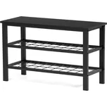 Botník 2 police, bez potahu, kov, MDF - černý matný lak