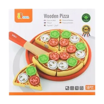 Dřevěná hračka Dřevěná pizza k nakrájení s přísadami VIGA Toys