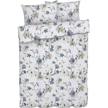 Povlečení LIVARNO home Ložní povlečení Renforcé, 200 x 220 cm, 70 x 90 cm (květiny/bílá/modrá)