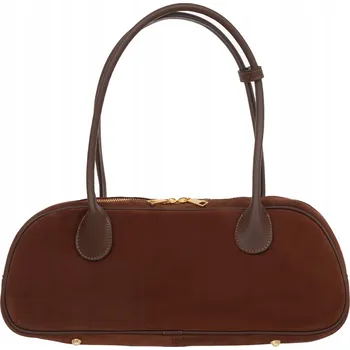 Vera Pelle kabelka z pravé broušené kůže (semiš) hnědá