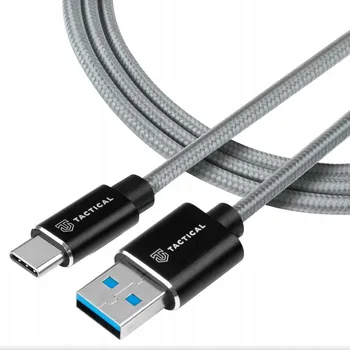 Datový kabel Taktický kabel Fast Rope Aramid USB-A / USB-C 2m Šedý (57983104167)