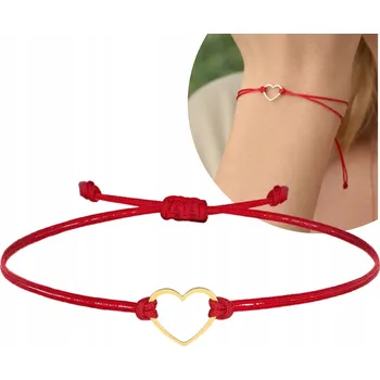 Náramek Zlatý náramek na šňůrce złocisto 585 červený nastavitelný s gravírováním