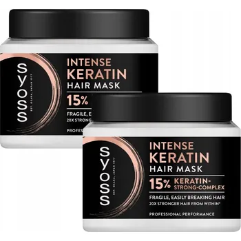 Vlasová regenerace Syoss Intense Keratin maska na lámavé vlasy Keratin-Strong 400ml x2 ks