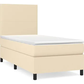 Postel Kontinentální postel s matrací, krémová, látka, 80x200 cm