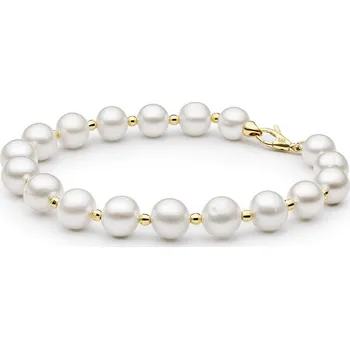 Náramek Zlatý náramek Magestic ze žlutého zlata s bílou přírodní sladkovodní perlou GRP685BGYFWP