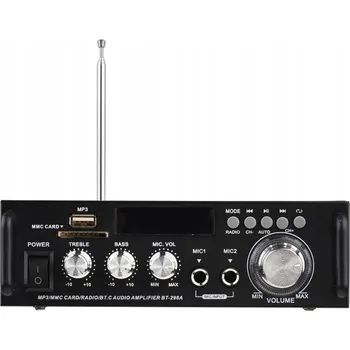 Hi-Fi Zesilovač 2KANÁLOVÝ MINI STEREO ZESILOVAČ S BLUETOOTH DO DOMÁCNOSTI, AUTA, PŘENOSNÝ