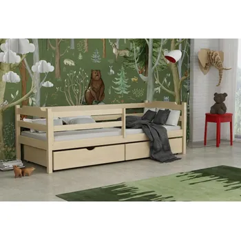 Dětská postel Dětská postel z masivu borovice MIKULÁŠ se šuplíky - 200x90 cm - PŘÍRODNÍ BOROVICE