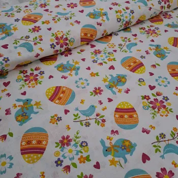 Pro útulný domov bavlněná látka velikonoční VAJÍČKA ORANŽOVÁ