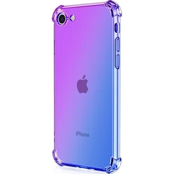 Pouzdro na mobilní telefon Kryt iPhone SE 2020 silikon Shock duhový fialovo-modrý (obal neboli pouzdro na iPhone SE 2020)
