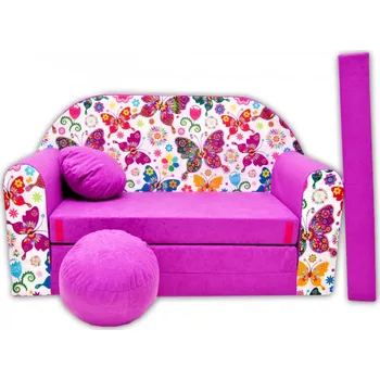 Pohovka Dětská pohovka MOTÝLCI - fialová