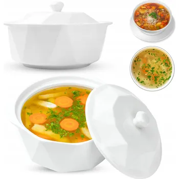 Váza Váza Hausmann BÍLÁ POLÉVKOVÁ VÁZA S VÍKEM PORCELÁN 2,4 l