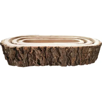 Květináč Květináč / Sada 3 ks – oválný, imitace kůry stromu