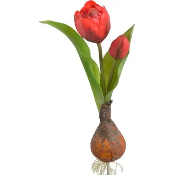umělá květina Tulipán s cibulkou - červená 20 cm