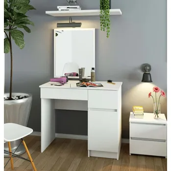 Toaletní stolek Toaletní stolek se zrcadlem BRETIK - bílý, pravé provedení