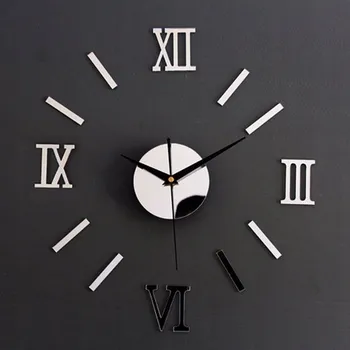 Hodiny Nástěnné hodiny stříbrné s římskými číslicemi