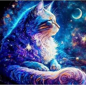 Diamantové malování Norimpex Vesmírná kočka 30 × 40 cm