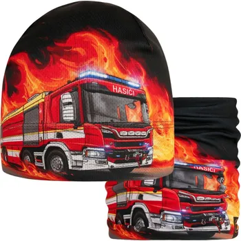 Čepice Dráče Set čepice a nákrčníku - Hasiči Velikost: L 54 - 56