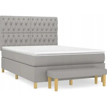 Postel Kontinentální postel s matrací, světle šedá 140x200 cm, látka