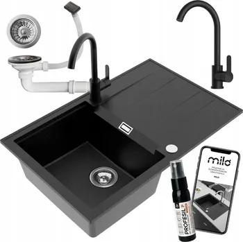 Granitový dřez Jednokomorový dřez Milo Avangard granit černý