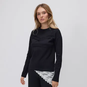 Reserved - Halenka se zdobením u&nbsp;výstřihu - černý - 383IK-99X - 383IK-99X-S