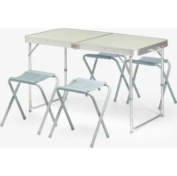 Zahradní stůl QUECHUA Kempingový stůl skládací pro 4 až 6 osob a 4 stoličky